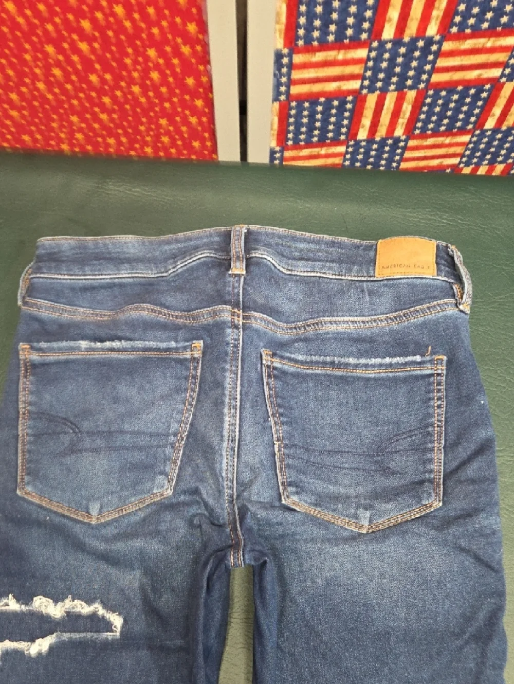 **American Eagle Distressed Dark Wash Skinny Jeans** - Picture 8 of 12